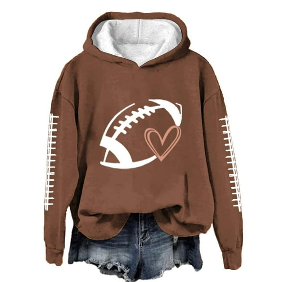 VISALY Fashion Hoodies Sweatshirts Crewneck Pullover Sweatshirt Fleece Hoodie Print Casual Round Neck Long Sleeve Sweatshirt Jackets Coat Oversized Trendy Hoodies Basic Sweatshirts Fall Brown S