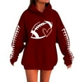 thumbnail image 1 of VISALY Fashion Hoodies Sweatshirts Trendy Hoodie Football Sweatshirt Graphic Print Long Sleeve Casual Pullover Sweatshirts Tops Drawstring Hooded Lightweight Soft Sweatshirt Tunic Sweatshirts Red S, 1 of 4