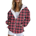 thumbnail image 1 of VISALY Fashion Hoodies Sweatshirts Zip Up Hoodie Fleece Hoodie Plaid Printed Casual Hoodies with Pocket Long Sleeve Cute Sweatshirt Jacket Coat Trendy Tops Comfortable Soft Tops Thick Hoodies W L, 1 of 4