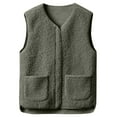 thumbnail image 1 of VISALY Faux Lamb Wool Vest Women Winter Warm Plush Thick Sleeveless Jackets Casual Zipped Up Winter Warm Sherpa Jacket Outwear with Pockets Green Xxxxxl/190, 1 of 7