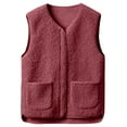 thumbnail image 1 of VISALY Faux Lamb Wool Vest Women Winter Warm Plush Thick Sleeveless Jackets Casual Zipped Up Winter Warm Sherpa Jacket Outwear with Pockets Red Xxxl/180, 1 of 7