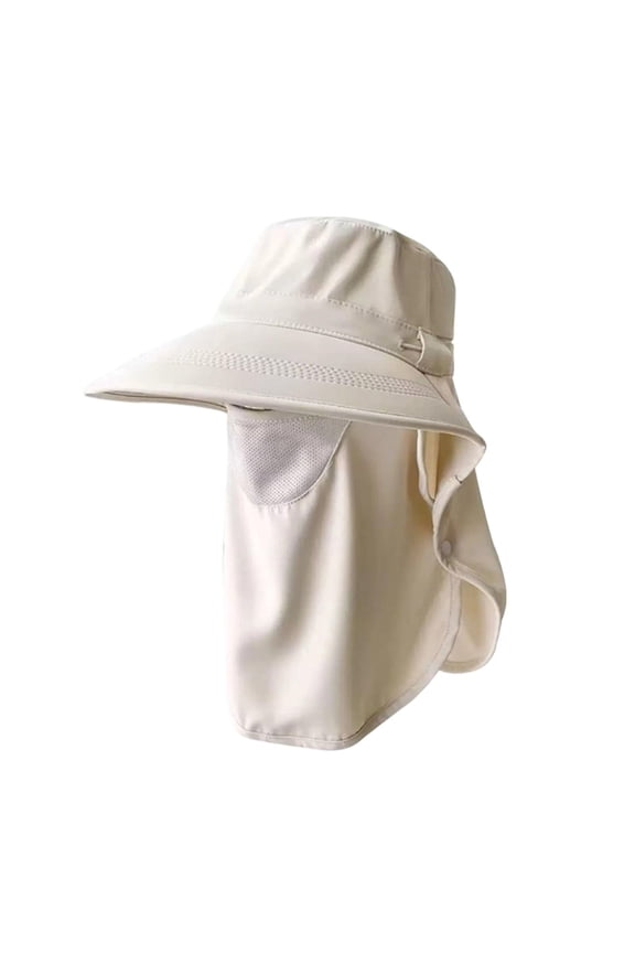 Fishing Hat Unisex Face Coverage Bucket Sun Hat Lightweight Removable Sun Protection Cap with Neck Flap Face Cover Wide Brim Cycling Hiking Garden Summer Boonie Sun Outdoor Hat Beige One Size
