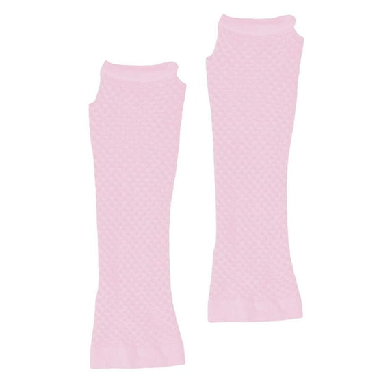 VISALY Fishnet Gloves Fingerless Arm Sleeve Mesh Neon Gloves for Women Men 80S Party Costume Accessories Pink One Size