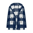 thumbnail image 1 of VISALY Fleece Checkered Jacket for Women Winter Warm Button Down Lapel Fashion Coat Casual Lightweight Soft Outerwear Fuzzy Plaid Winter Coats Dark Blue M, 1 of 4