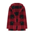 thumbnail image 1 of VISALY Fleece Checkered Jacket for Women Winter Warm Button Down Lapel Fashion Coat Casual Lightweight Soft Outerwear Fuzzy Plaid Winter Coats Red Xl, 1 of 4