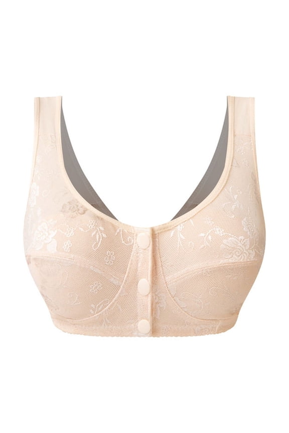 Front Closure Bras for Women, High Support Adjustable Strap Full Coverage Up Bras Comfortable No Underwire S, Wireless Bra, Front Closure Bras for Women, Bras (Beige, 46)