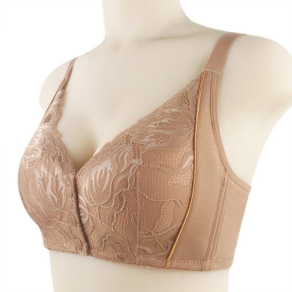 VISALY Front Closure Bras for Women, High Support Adjustable Strap Full Coverage Up Bras Comfortable No Underwire S, Wireless Bra, Front Closure Bras for Women, Bras (Coffee, 46)