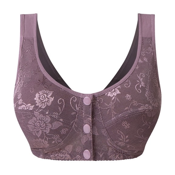 VISALY Front Closure Bras for Women, High Support Adjustable Strap Full Coverage Up Bras Comfortable No Underwire S, Wireless Bra, Front Closure Bras for Women, Bras (Purple, 46)