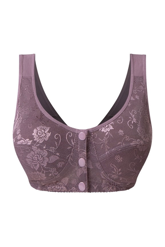 Front Closure Bras for Women, High Support Adjustable Strap Full Coverage Up Bras Comfortable No Underwire S, Wireless Bra, Front Closure Bras for Women, Bras (Purple, 46)