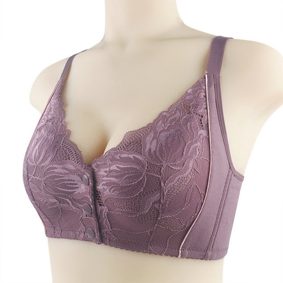 VISALY Front Closure Bras for Women, High Support Adjustable Strap Full Coverage Up Bras Comfortable No Underwire S, Wireless Bra, Front Closure Bras for Women, Bras (Purple, 36)
