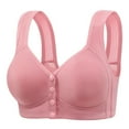 thumbnail image 1 of VISALY Front Closure Bras for Women, New Breathable Hole Cup Front Button Mother Underwear Summer Gathering Back with out Ring Adjustment Large Size Bra, Wireless Bra, Bras (Pink, 95), 1 of 10