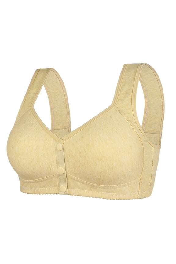 Front Closure Bras for Women, Women Shaped Cup Front Button Bra with out Wires Vest Style Plus Size Bra, Bras for Older Women, Bras, Forme Posture Bra (Beige, 52)
