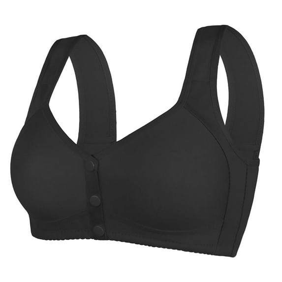 VISALY Front Closure Bras for Women, Women Shaped Cup Front Button Bra with out Wires Vest Style Plus Size Bra, Bras for Older Women, Bras, Forme Posture Bra (Black, 40)