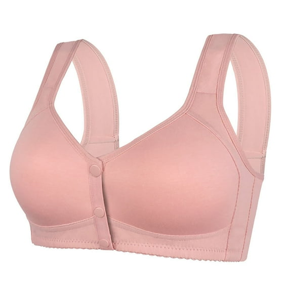 VISALY Front Closure Bras for Women, Women Shaped Cup Front Button Bra with out Wires Vest Style Plus Size Bra, Bras for Older Women, Bras, Forme Posture Bra (Pink, 50)