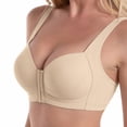 thumbnail image 1 of VISALY Front Closure Minimizer T-Shirt Bras for Women Wide Strap Push Up No Underwire Bralette Full Coverage Support Lift Plus Size Comfy Seamless Wirefree Lifting Bust Shaping Bra Beige L, 1 of 7