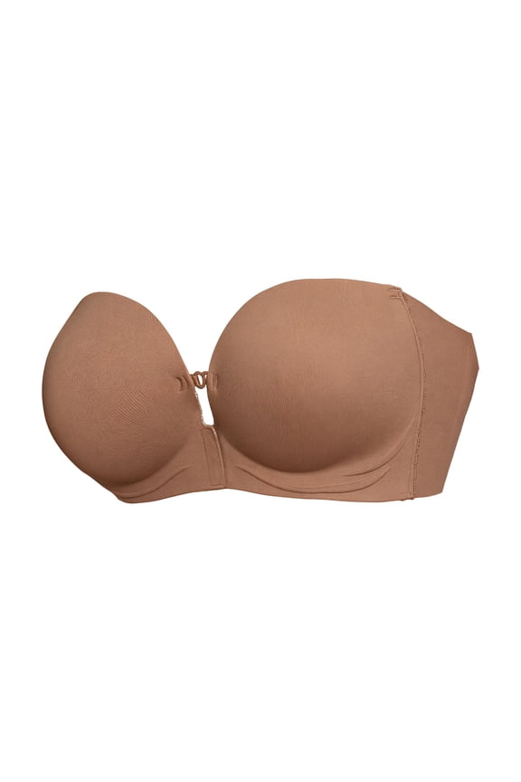 Front Closure Strapless Underwire Bra Comfort Support Bralette Push Up Seamless Underwire Padded Balconette Plus Size Convertible Bra Full Coverage Tube Top Non-Slip Bandeau Bra Coffee S
