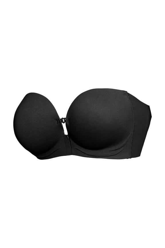 Front Closure Strapless Underwire Bra Comfort Support Bralette Push Up Seamless Underwire Padded Balconette Plus Size Convertible Bra Full Coverage Tube Top Non-Slip Bandeau Bra Black S