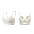 thumbnail image 1 of VISALY Front Closure Underwire Support Bra Deep Plunge Backless Bra Low Back Seamless Lift Bust Shaping Bra Push Up Bralette Convertible Straps Bra U Shaped Back Support Underwear Khaki 36, 1 of 9