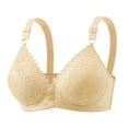 thumbnail image 1 of VISALY Front Snap Everyday Bras for Seniors Women Full Coverage Wirefree Push Up Bras Plus Size Front Closure Bralettes Soft Cup T-Shirt Bra Comfy No Underwire Bras with Support and Lift Beige L, 1 of 6