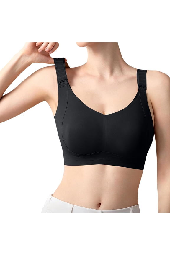 Full Coverage Minimizer Lifting Bra Adjustable Lift Bust Shaping Bra Plus Size Thin Side Support Seamless Bralette Soft Comfortable Gather Bra Full Coverage Lifting Tshirt Bras Black L