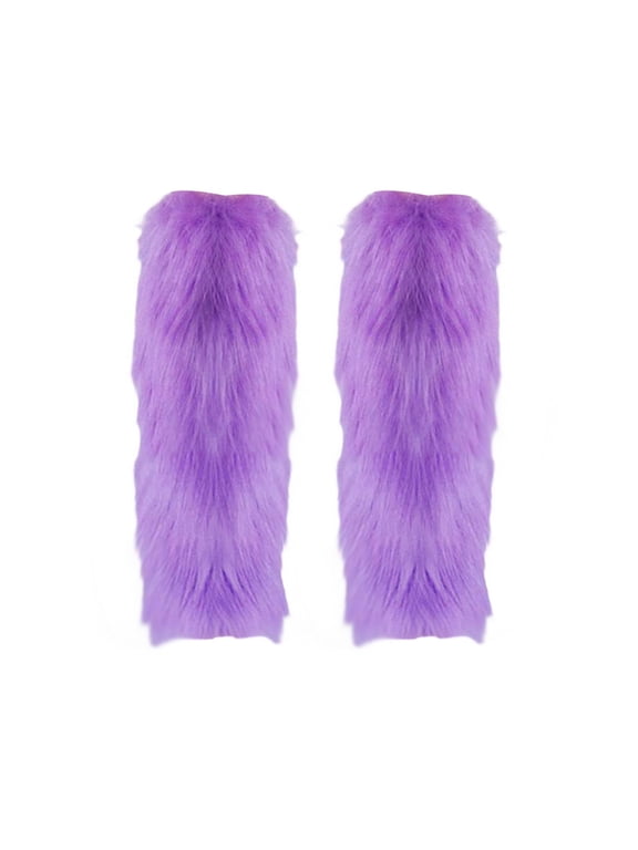 Fuzzy Leg Warmers Furry Fuzzy Winter Boot Cuffs Cover Christmas Stockings Soft Fashion Warm Womens Leg Warmer Winter Furry Long Boot Cuffs Cover Leisure Party Christmas Stocking Gift Purple B