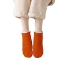 thumbnail image 1 of VISALY Fuzzy Socks Ankle Socks Coral Fleece Warm Slipper Socks Athletic Socks Non Slip Cozy Socks Soft Thick Fluffy Floor Socks No Show Socks for Adult Orange One Size, 1 of 4