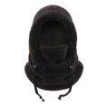 thumbnail image 1 of VISALY Fuzzy Winter Hat Balaclava One-Piece Skull Beanie Hat Neck Circle Scarf Ski Snow Winter Hat Cold-Proof Fleece Cap for Cold Weather Drawstring Warm Hooded Winter Balaclava Hat Black One Size, 1 of 6