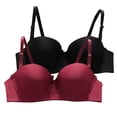 thumbnail image 1 of VISALY Half-Cup Bra Push Up Bra Pack, Women's 2Pc Smooth Underwire Thin Push-Up Half-Cup Bra Women's Smooth Underwire, Bra Push-Up Bras Back Smoothing Push Up Bra Shapedly Bra, #A Wine,XL, 1 of 3