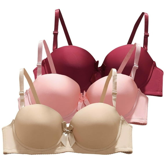VISALY Half-Cup Bra Seamless Underwear Women Pack, Women's 3Pc Smooth Underwire Thin Push-Up Half-Cup Bra Women's 3Pc Smooth, Womens Bathing Suit Tops with Bra Support Shapedly Bra, #B Pink,XL