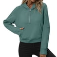 thumbnail image 1 of VISALY Half Zip Pullover Tunic Sweatshirt Half Zip Sweatshirts Cropped Hoodies Quarter Zip Up Pullover Sweaters Fall Outfits Winter Clothes Casual Sweaters Tunic Sweater Fall Sweatshirts Mint Green M, 1 of 7