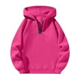 thumbnail image 1 of VISALY Half Zip Pullover Tunic Sweatshirt Ladies' Casual Half Zipper Loose Sports Sweatshirt Oversized Sweatshirt Basic Sweatshirt Pullover Sweatshirt for Women Hot Pink M, 1 of 2
