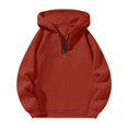thumbnail image 1 of VISALY Half Zip Pullover Tunic Sweatshirt Ladies' Casual Half Zipper Loose Sports Sweatshirt Oversized Sweatshirt Basic Sweatshirt Pullover Sweatshirt for Women Brick Red L, 1 of 2