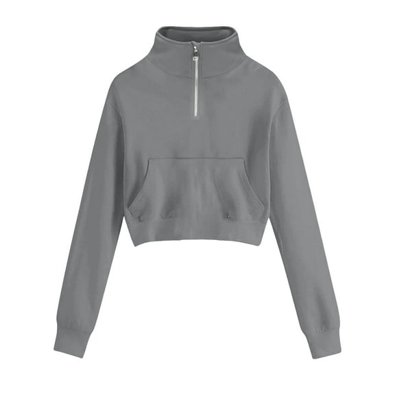 VISALY Half Zip Pullover Tunic Sweatshirt Sweatshirt for Women Fall Winter Tops Long Sleeve Shirts Oversized Tshirts Round Neck Basic Sweatshirt Pullover Sweatshirt Plain Sweatshirt Women Grey 3Xl