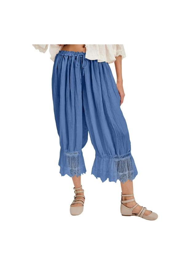 Harem Pants Ruffle Pants Ruffle Bloomers Slips Pants Pajama Flowy Pants for Women Capris Lace Bloomers Summer Pants for Women Flowy Pants for Women Comfortable Pants Soft Pants for Women Bu2 L