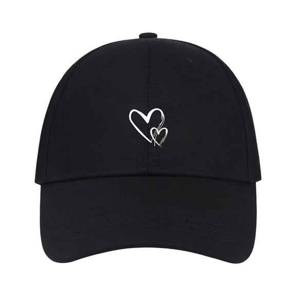 VISALY Heart Embroidered Baseball Hat Embroidered Baseball Cap Summer Baseball Hat Embroidered Baseball Hat Heart Baseball Cap Basic Heart Baseball Cap Soft Cotton Baseball Hat Blackone Size