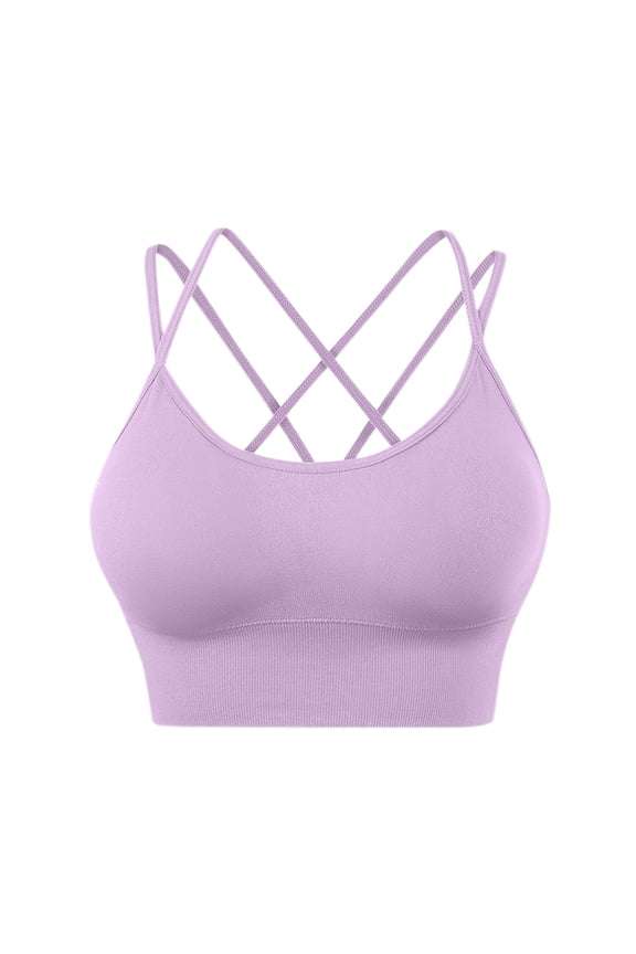 High Impact Sports Bra for Large Breasts, Women's Cross Back Sports Bra Padded Straps Cross, Womens High Impact Sports Bra Razor Back Sports Bra for Women strappy sports bra, Purple,M