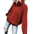 thumbnail image 1 of VISALY High Neck Sweaters Crochet Sweaters Womens Turtleneck Sweaters Long Sleeve Pullover Cable Knit Sweaters Soft Jumper Chunky Sweaters Women Pullover Sweaters Comfy Sweaters Red S, 1 of 4