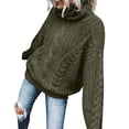 thumbnail image 1 of VISALY High Neck Sweaters Crochet Sweaters Womens Turtleneck Sweaters Long Sleeve Pullover Cable Knit Sweaters Soft Jumper Chunky Sweaters Women Pullover Sweaters Comfy Sweaters Green S, 1 of 4