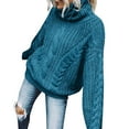 thumbnail image 1 of VISALY High Neck Sweaters Crochet Sweaters Womens Turtleneck Sweaters Long Sleeve Pullover Cable Knit Sweaters Soft Jumper Chunky Sweaters Women Pullover Sweaters Comfy Sweaters Blue S, 1 of 4