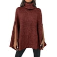 thumbnail image 1 of VISALY High Neck Sweaters Tunic Sweatshirt Fall Winter Turtleneck Sweater Fashion Chunky Knit Cape Wrap Sweaters Pullover Jumper Tops Oversized Sweatshirt Soft Sweaters Hoodies Pullover Red M, 1 of 7
