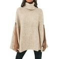 thumbnail image 1 of VISALY High Neck Sweaters Tunic Sweatshirt Fall Winter Turtleneck Sweater Fashion Chunky Knit Cape Wrap Sweaters Pullover Jumper Tops Oversized Sweatshirt Soft Sweaters Hoodies Pullover Khaki M, 1 of 9