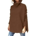 thumbnail image 1 of VISALY High Neck Sweaters Tunic Sweatshirt Sweaters Turtleneck Batwing Sleeve Loose Oversized Sweaters Chunky Knitted Pullover Sweaters Sweaters Pullover Long Sleeve Sweaters Basic Tops Brown Xxl, 1 of 9