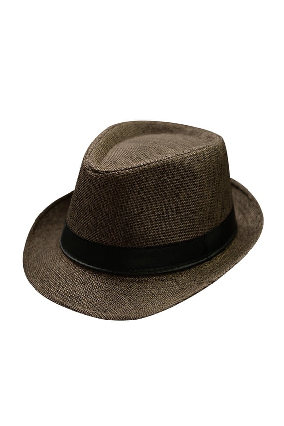 Homburg Womens Sun Hats | Sun Hats Wide Brim Men's and Women's Retro Jazz Hat Solid Color Sun Hats with Uv Protection Reversible Belt Brown and Black Hats Baseball Caps Hats Summer S