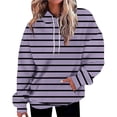 thumbnail image 1 of VISALY Hoodies Pullover Cotton Sweaters Oversized Hoodies Striped Plus Size Long Sleeve Sweaters Pullover Fall with Pocket Running Sweatshirts Half Zip Pullover Women Pullover Sweaters Purple 4Xl, 1 of 4