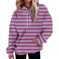 thumbnail image 1 of VISALY Hoodies Pullover Cotton Sweaters Oversized Hoodies Striped Plus Size Sweatshirts Long Sleeve Sweaters Pullover Fall Clothes with Pocket Sweatshirt Women Women Pullover Sweater Pullover Purple M, 1 of 4