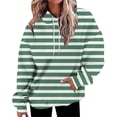 thumbnail image 1 of VISALY Hoodies Pullover Cotton Sweaters Oversized Hoodies Striped Plus Size Sweatshirts Long Sleeve Sweaters Pullover Fall Clothes with Pocket Sweatshirt Women Women Pullover Sweater Pullover Green Xl, 1 of 4