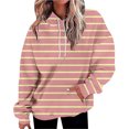 thumbnail image 1 of VISALY Hoodies Pullover Cotton Sweaters Oversized Hoodies Striped Plus Size Sweatshirts Long Sleeve Sweaters Pullover Fall Clothes with Pocket Sweatshirt Women Women Pullover Sweater Pullover Orange S, 1 of 4