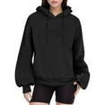 thumbnail image 1 of VISALY Hoodies Pullover Cotton Sweaters Womens Oversized Loose Fleece Sweatshirts Fall Pullover Sweaters Teen Girls Preppy Top Clothes Half Zip Pullover Women Women's Pullovers Dressy Sweaters Black L, 1 of 3