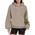 thumbnail image 1 of VISALY Hoodies Pullover Cotton Sweaters Womens Oversized Loose Fleece Sweatshirts Fall Pullover Sweaters Teen Girls Preppy Top Clothes Half Zip Pullover Women Women's Pullovers Dressy Sweaters Khaki S, 1 of 3