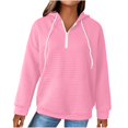 thumbnail image 1 of VISALY Hoodies Pullover Drawstring Sweatshirt Half Zip Sweatshirts Cropped Hoodies Quarter Zip Up Pullover Sweaters Winter Casual Sweaters Waffle Sweater Fall Sweatshirt Pink Xl, 1 of 6